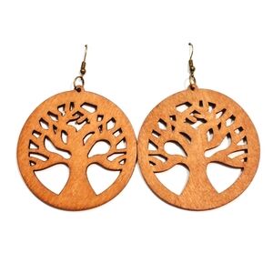 💎 3/$25 Tree of life wood craving earrings